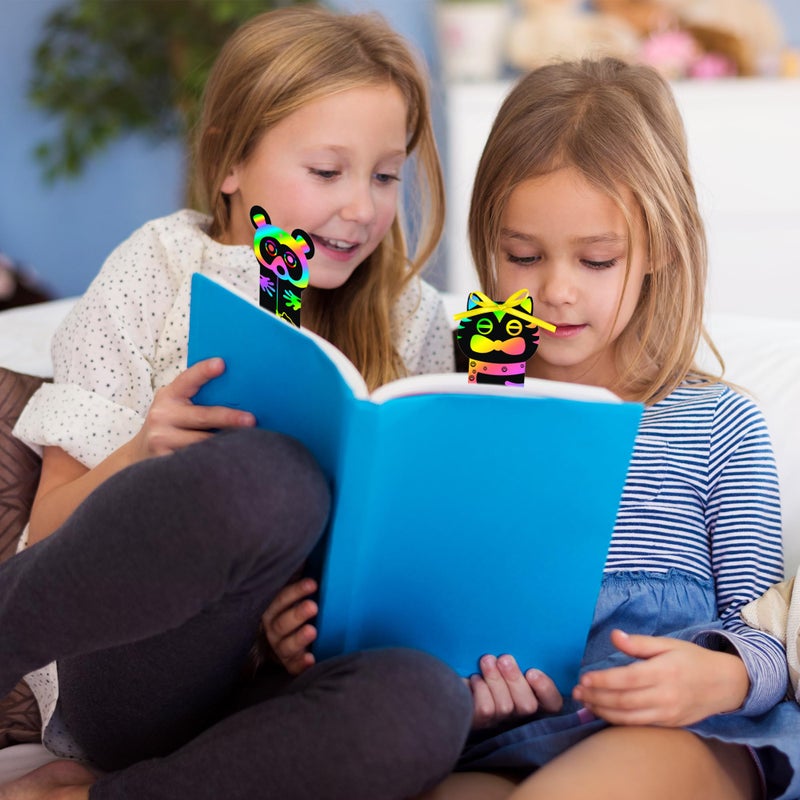 MALLMALL6 70Pcs Animal Scratch Bookmarks Scratch DIY Hang Tags Party Favors Theme Birthday Party Classroom School Supplies Decorations Crafts Kit for Kids - Image 4